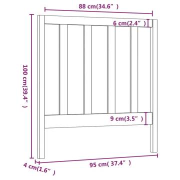 Stylish Black Pine Bed Headboard | 95x4x100 cm