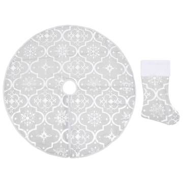 Luxury Christmas Tree Skirt with Sock - 122 cm White Fabric