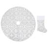 Luxury Christmas Tree Skirt with Sock - 122 cm White Fabric