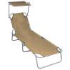 Folding Sun Lounger with Canopy Taupe Aluminium Colour taupe Quantity in Package 1 