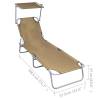 Folding Sun Lounger with Canopy - Comfortable Outdoor Relaxation