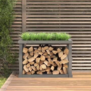 Outdoor Log Holder Grey - Solid Pine Wood | HipoMarket