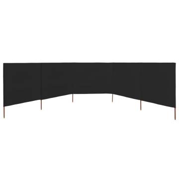 5-Panel Wind Screen Fabric 600x80 cm - Black | HiPoMarket