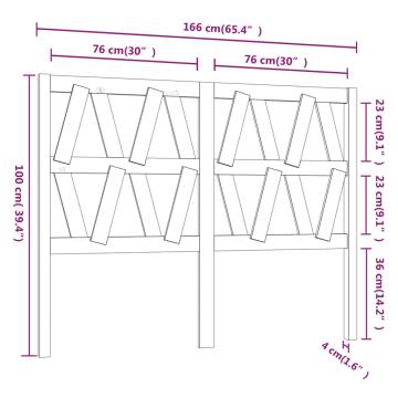 Stylish Black Pine Bed Headboard - 166x4x100 cm