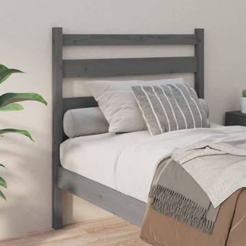 Stylish Grey Bed Headboard - Solid Pine Wood - 96x4x100 cm