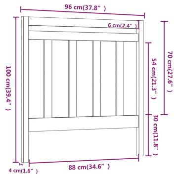 Stylish Grey Bed Headboard - Solid Pine Wood - 96x4x100 cm