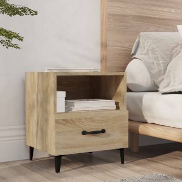 Elegant Sonoma Oak Bedside Cabinet - Stylish Storage Solution