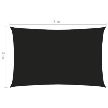 Sunshade Sail Rectangular 2x5m Black - Protect from Sun & Rain