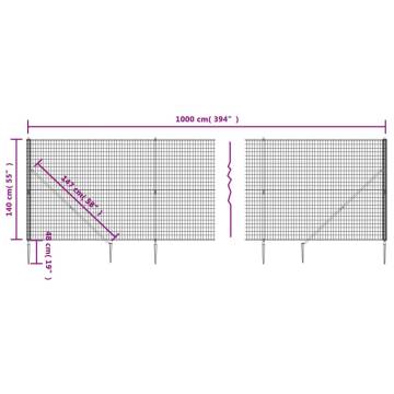 Wire Mesh Fence with Spike Anchors Anthracite 1.4x10 m - Secure Barrie