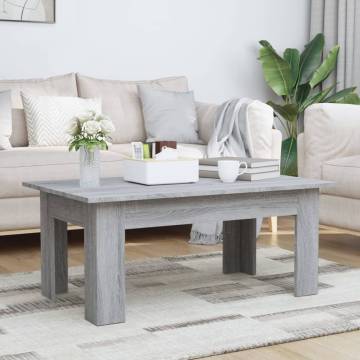 Modern Grey Sonoma Coffee Table | Engineered Wood | 100x60x42 cm