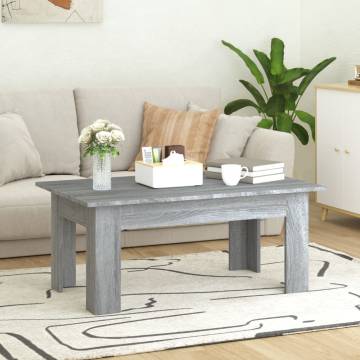 Modern Grey Sonoma Coffee Table | Engineered Wood | 100x60x42 cm