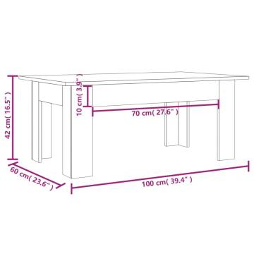 Modern Grey Sonoma Coffee Table | Engineered Wood | 100x60x42 cm