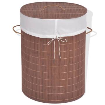 Bamboo Laundry Bin Oval Brown - Stylish Storage Solution