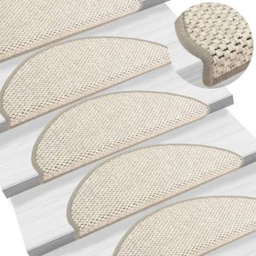 Beige Stair Mats Self-Adhesive Sisal-Look - 15 Pcs