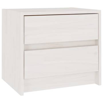 Elegant White Bedside Cabinet - Solid Pine Wood | HipoMarket