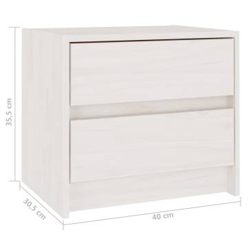 Elegant White Bedside Cabinet - Solid Pine Wood | HipoMarket