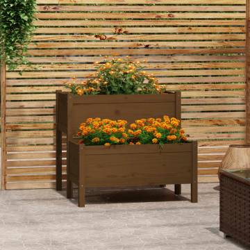 Honey Brown Solid Pine Planter - 84.5x84x75 cm | HipoMarket