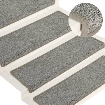 Carpet Stair Treads - 15 Pcs White & Grey | Hipomarket UK