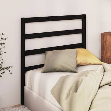 Stylish Black Bed Headboard - Solid Pine Wood 95x4x100 cm