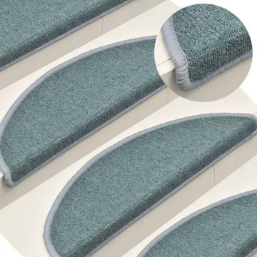 Blue Carpet Stair Treads - 15 pcs Non-Slip & Washable