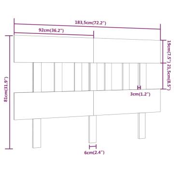 Elegant White Bed Headboard - Solid Pine Wood 183.5x3x81 cm