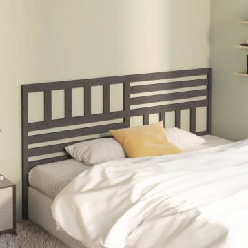 Stylish Grey Bed Headboard - Solid Wood Pine - 206x4x100 cm