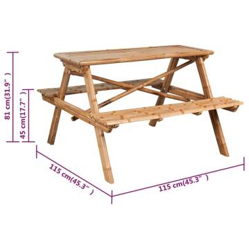 Bamboo Picnic Table 115x115 cm - Durable & Unique Design