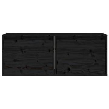 Wall Cabinets 2 pcs Black - Solid Pinewood | HipoMarket