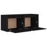 Wall Cabinets 2 pcs Black - Solid Pinewood | HipoMarket