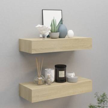 Wall-Mounted Drawer Shelves - 2 pcs Oak | HipoMarket UK