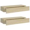 Wall-Mounted Drawer Shelves - 2 pcs Oak | HipoMarket UK