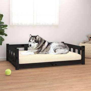 Dog Bed Black - Solid Pine Wood - 105.5x75.5x28 cm