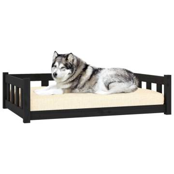 Dog Bed Black - Solid Pine Wood - 105.5x75.5x28 cm