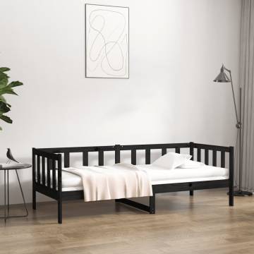 Day Bed Black 90x190 cm - Solid Wood Pine | Hipomarket