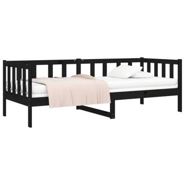 Day Bed Black 90x190 cm - Solid Wood Pine | Hipomarket