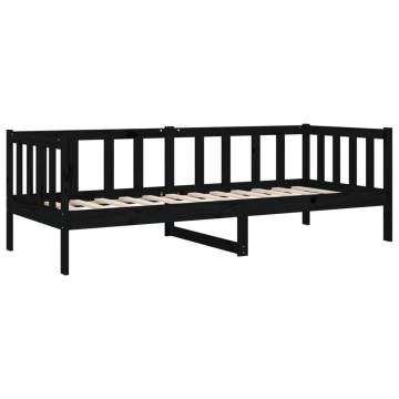 Day Bed Black 90x190 cm - Solid Wood Pine | Hipomarket