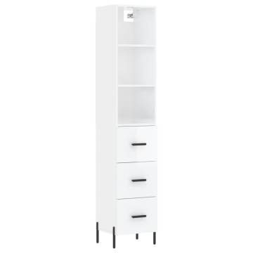 Stylish Highboard High Gloss White - 34.5x34x180 cm