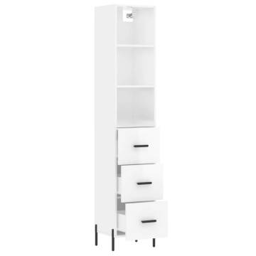 Stylish Highboard High Gloss White - 34.5x34x180 cm