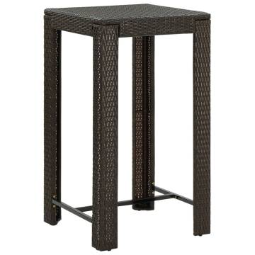 Stylish Brown Garden Bar Table - 60.5x60.5 cm Poly Rattan