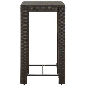 Stylish Brown Garden Bar Table - 60.5x60.5 cm Poly Rattan