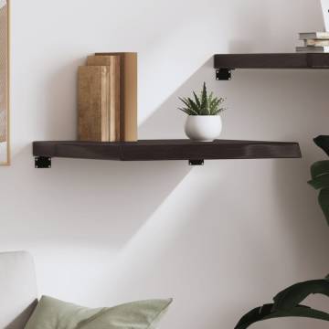 Dark Brown Oak Wall Shelf - Handmade Solid Wood 60x50 cm