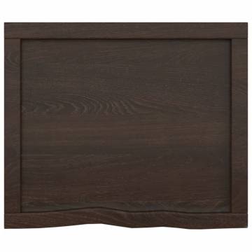 Dark Brown Oak Wall Shelf - Handmade Solid Wood 60x50 cm