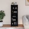 Stylish Black Book Cabinet - Solid Pine Wood 50x35x154 cm