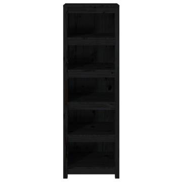 Stylish Black Book Cabinet - Solid Pine Wood 50x35x154 cm