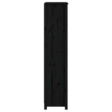 Stylish Black Book Cabinet - Solid Pine Wood 50x35x154 cm