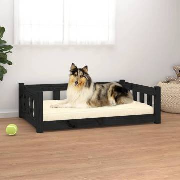 Dog Bed Black 95.5x65.5 cm in Solid Pine Wood | Hipo Market