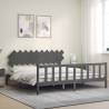 Grey Solid Wood Bed Frame with Headboard - 200x200 cm