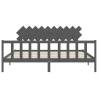 Grey Solid Wood Bed Frame with Headboard - 200x200 cm