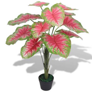 Artificial Caladium Plant with Pot - 85 cm Green & Red