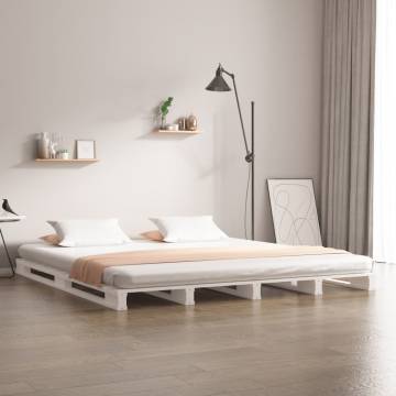 Pallet Bed White 150x200 cm King Size Solid Wood - Hipo Market